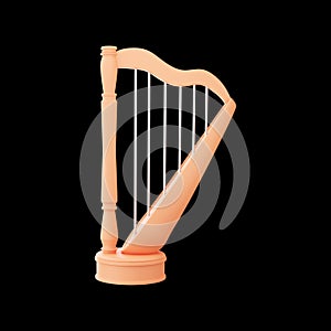 3D Render Of Harp Element On Black