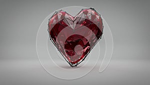 3D render heart symbol. The red ruby heart beats. Valentine`s Day. Looping video seamless.