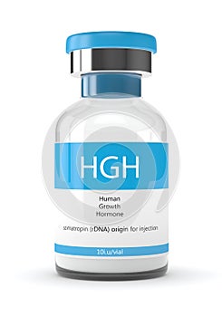 3d render of HGH vial over white