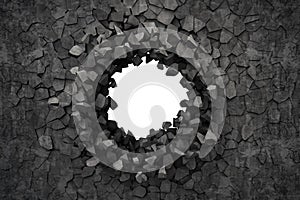 3d render of a hole on a broken wall