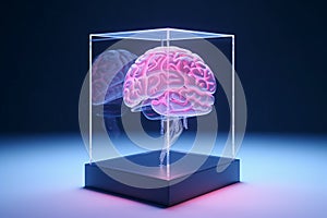 3D Render of a Hologram Human Brain, Mental Health Concepts, Generative AI