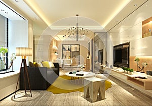 3d render of  home interior, living room