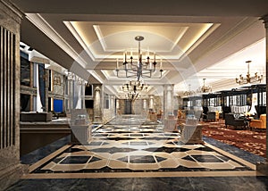 3d render of  hotel lounge