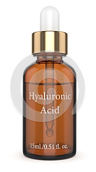 3d render of hyaluronic acid bottle with dropper