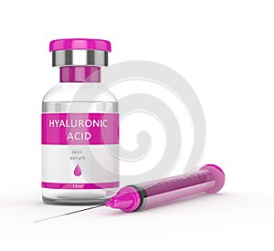 3d render of hyaluronic acid vial and syringe