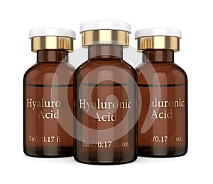 3d render of hyaluronic acid vials over white