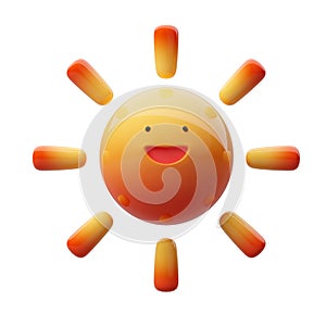 3d render icon design of smiling sun weather element for meteorology cute cartoon style