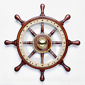 3D render of icon symbol design of ship wheel