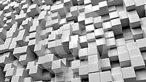 3D render illustration of abstract background. Extruding cubes