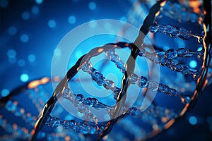 3D render illustration of a blue DNA structure in medical research