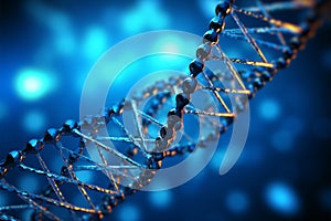 3D render illustration of a blue DNA structure in medical research