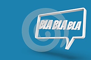 3d render illustration of comic words in speech box on blue toned background