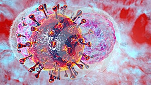 3D render illustration Natural killer body cell immune respone corona virus cell