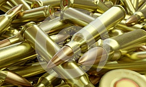 3d render illustration of a pile of rifle nato ammunition