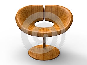 3D render illustration - round wooden chair