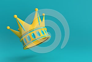 3D Render Illustration Turquoise Crown isolated on Color Background