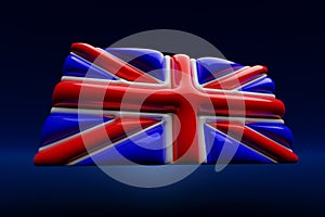 3D render illustration of United Kingdom flag against dark blue background