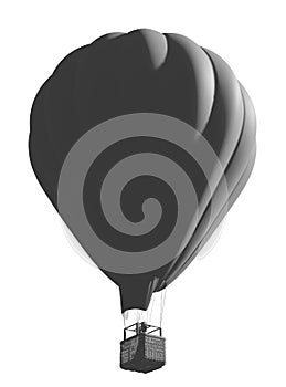 3d render illustration, white hot air balloon mockup, isolated white background