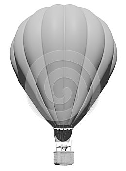 3d render illustration, white hot air balloon mockup, isolated white background
