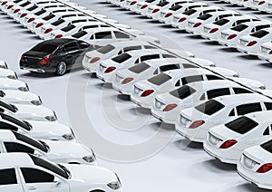 3D render image of a fleet of luxury cars representing unique concept