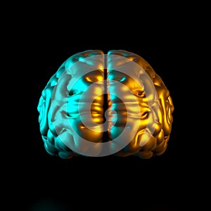 3d render image of a gold colored human brain