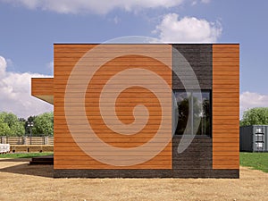 3d render image of modern frame house. 3D illustration of modern house.