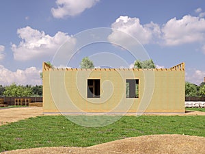 3d render image of modern frame house. 3D illustration of modern house.