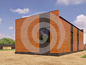 3d render image of modern frame house. 3D illustration of modern house.