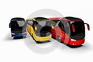 3D render image representing a fleet of buses