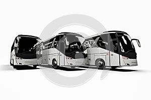 3D render image representing a fleet of buses