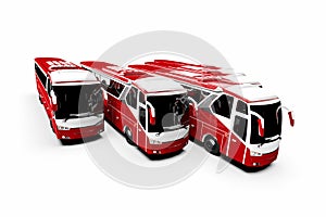 3D render image representing a fleet of buses