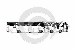 3D render image representing a fleet of buses