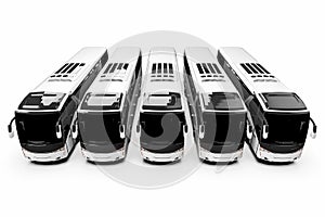 3D render image representing a fleet of buses