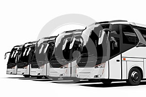 3D render image representing a fleet of buses