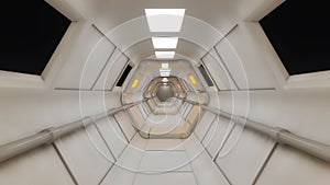 3d render interior. Futuristic hallway.