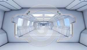 3d render interior. Futuristic hallway.