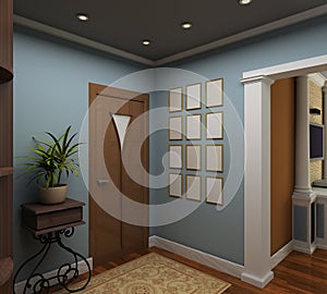 3D render interior of vestibule
