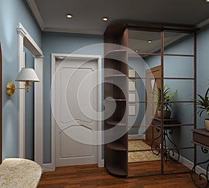 3D render interior of vestibule