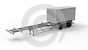 3D render - isolated truck freight container on wheels