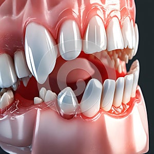 3d render of jaw with orthodontic dentures.
