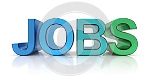 3d render of jobs word in green and blue letters over white background