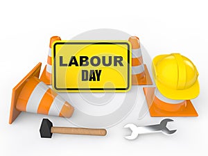 3D render of Labour day sign board