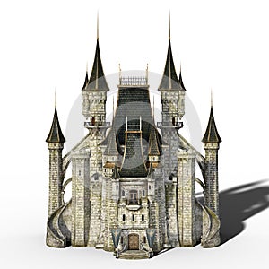 3D render of large fantasy castle