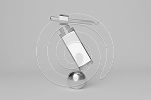 3d render Ñlear glass dropper bottle mockup with a place for design
