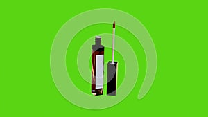3d render of a lipstick model rotates on a green background.