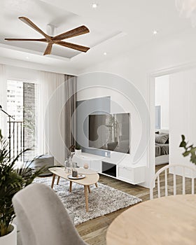 3d render of  luxury home interior, living room