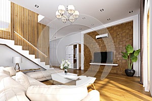 3d render of  luxury home interior,  villa house