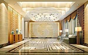 3d render of luxury hotel interior