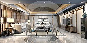 3d render of luxury hotel interior