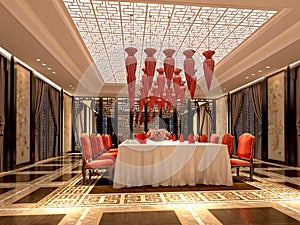 3d render of luxury hotel lobby